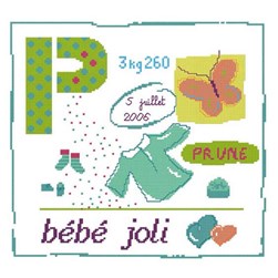 Broderie naissance Un Point Pour Toi L'initiale de bébé au papillon
