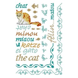 kit Point de croix Un Point Pour Toi Le chat dans toutes les langues