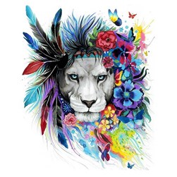 Broderie diamant Wizardi Un lion à la crinière fleurie