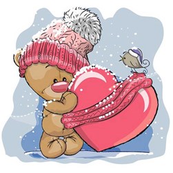 Broderie diamant Wizardi L'ourson au grand coeur