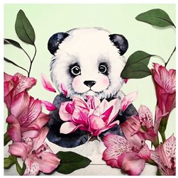Broderie diamant Wizardi Un panda fleuri
