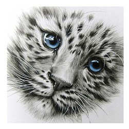 Broderie diamant Wizardi Bébé félin blanc au regard bleu