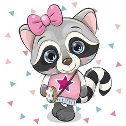 Broderie diamant Wizardi Raton laveur chic