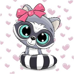 Broderie diamant Wizardi Raton laveur mignon