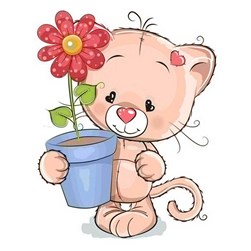 Broderie diamant Wizardi Le pot de fleur du chaton