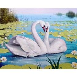 Broderie diamant Wizardi Câlin de cygne