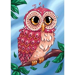 Broderie diamant Wizardi Chouette en rose